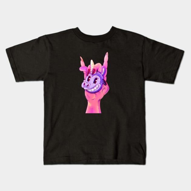 Hell Unicorn Hand Kids T-Shirt by Sasshhaaaart